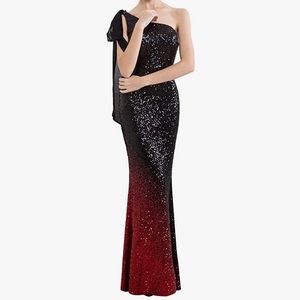 Angel-fashions Women's Asymmetric Ribbon Gradient
Sequin Mermaid Long Prom Dress